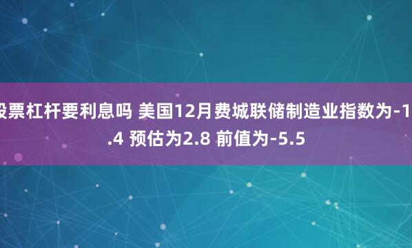 股票杠杆要利息吗 美国12月费城联储制造业指数为-16.4 预估为2.8 前值为-5.5