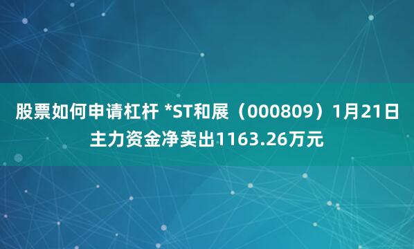 股票如何申请杠杆 *ST和展（000809）1月21日主力资金净卖出1163.26万元