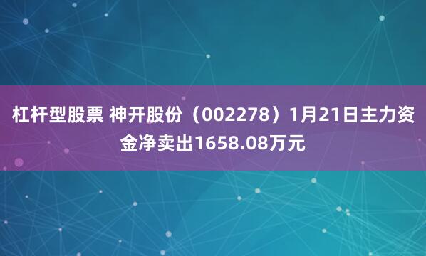 杠杆型股票 神开股份（002278）1月21日主力资金净卖出1658.08万元