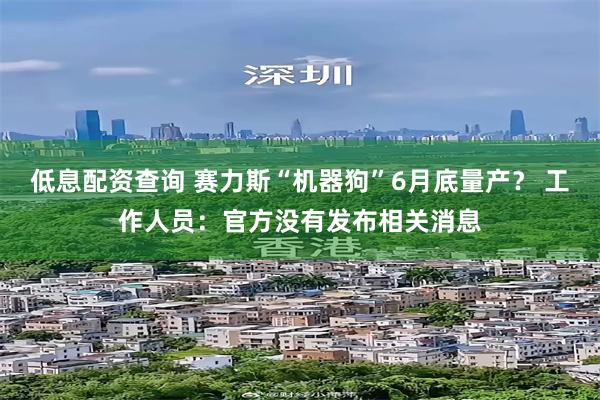 低息配资查询 赛力斯“机器狗”6月底量产？ 工作人员：官方没有发布相关消息